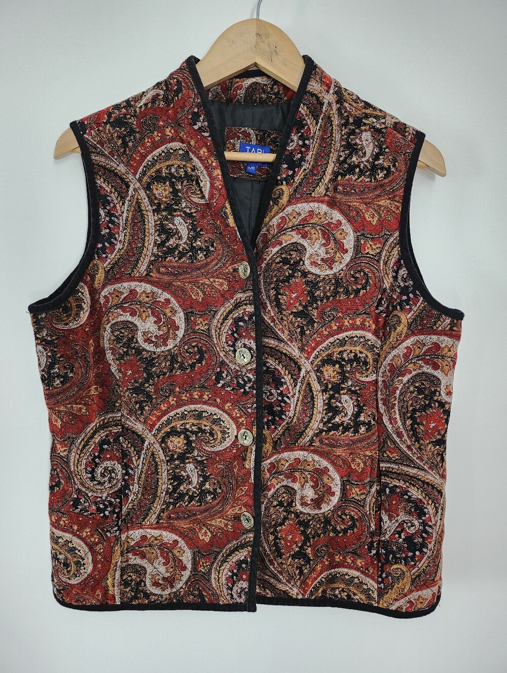 TABI Tapestry Metallic Paisley Vest Large  Boho Western Whimsigoth Tapestry Vest